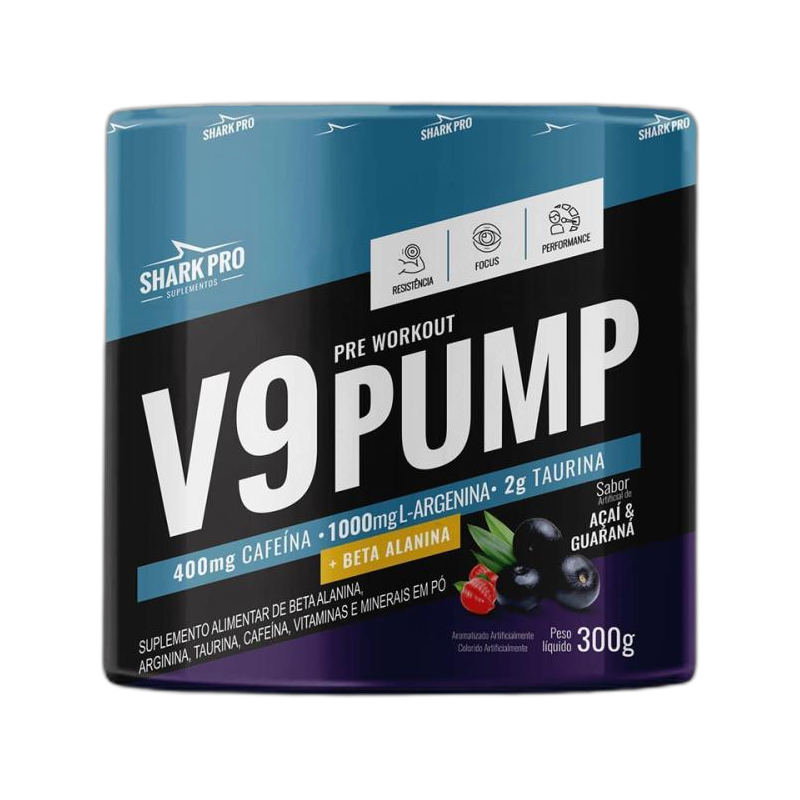 V9-Pump Pre Workout + L-Arginina - 300g Açaí & Guaraná
