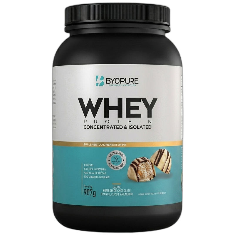 Whey Conentrated & Isolated 907g - Chocolate Branco, Coco e Amendoim